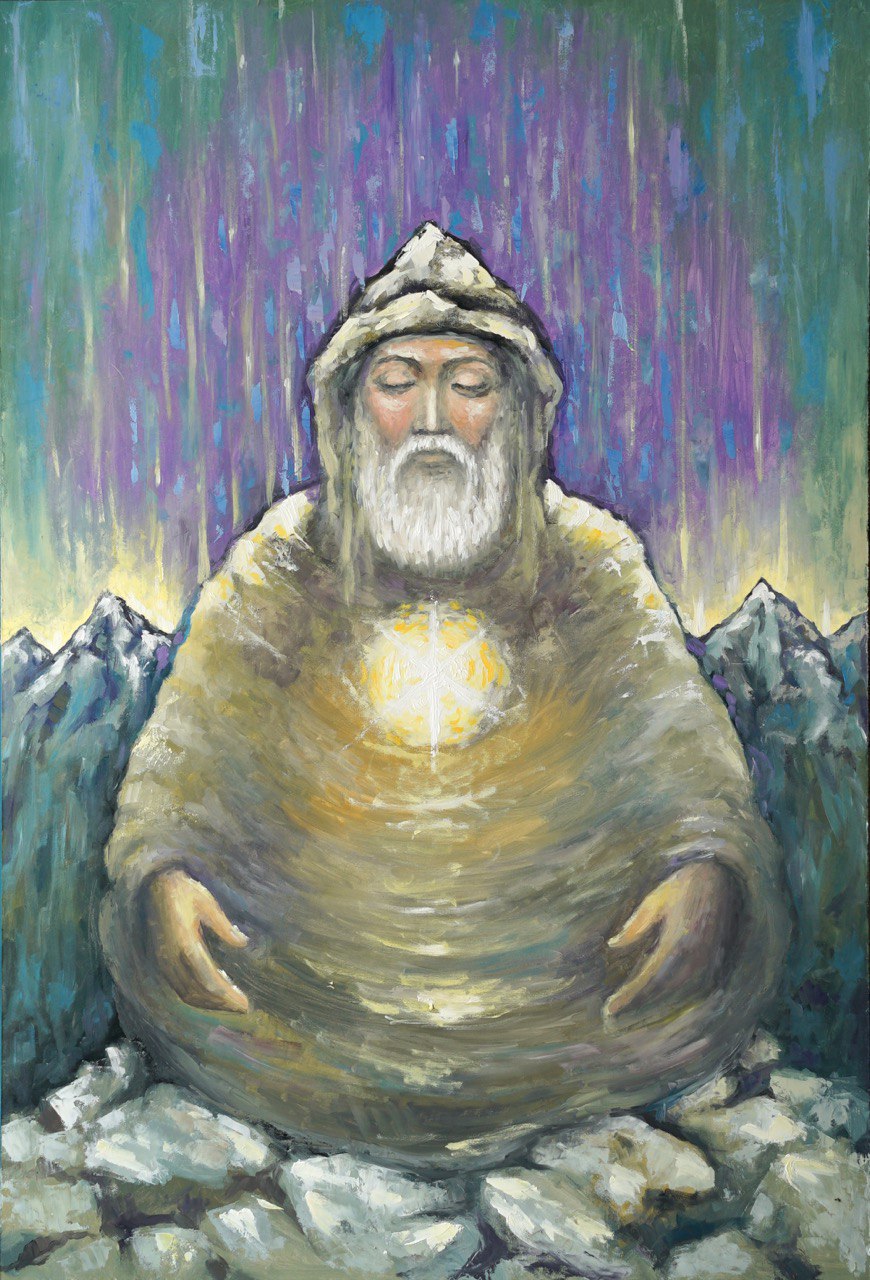 "ОТШЕЛЬНИК". ДВП/Масло, 90х60см.