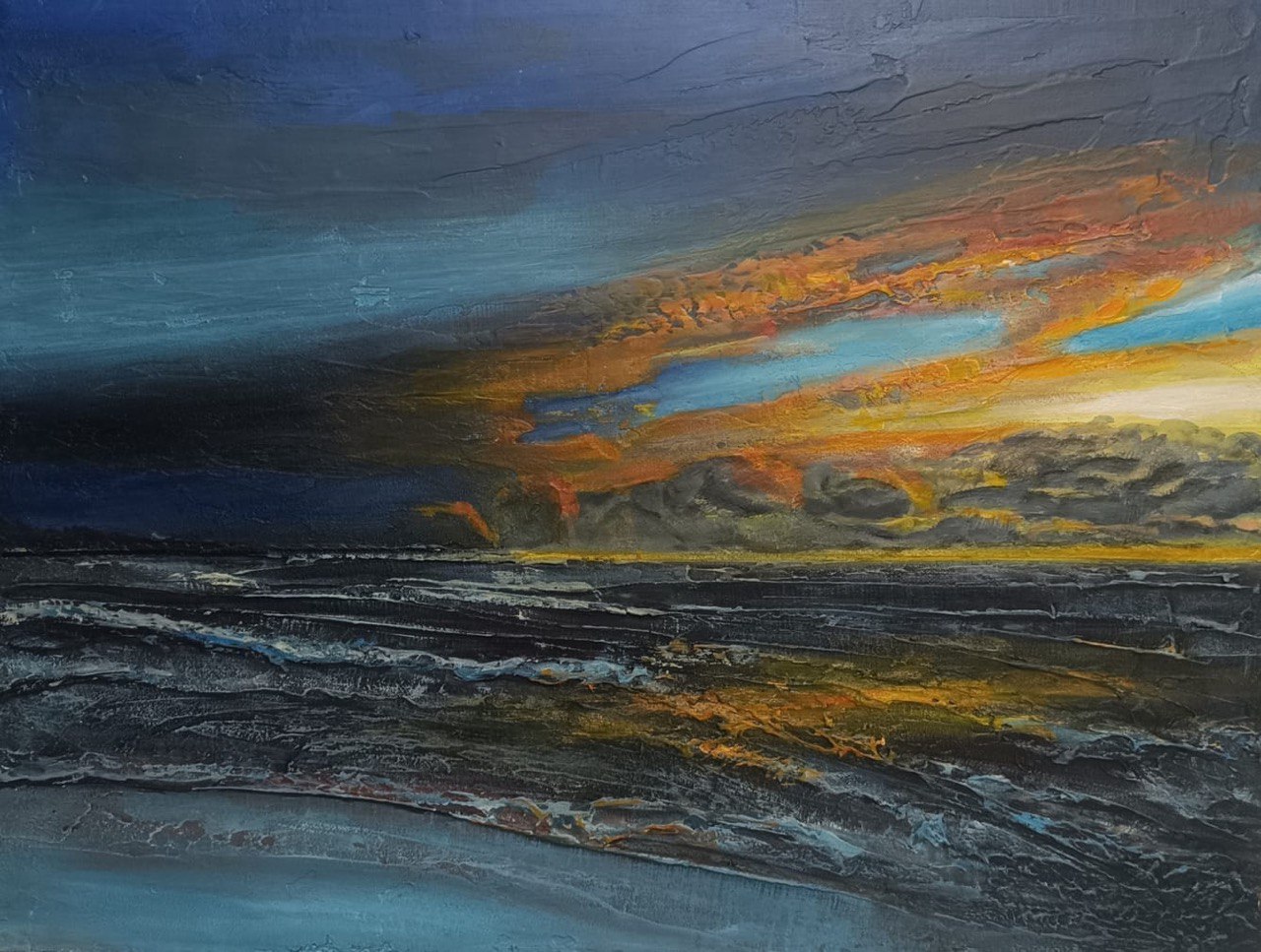 "Когда уходит солнце". Холст лен/акрил. 40х50см.