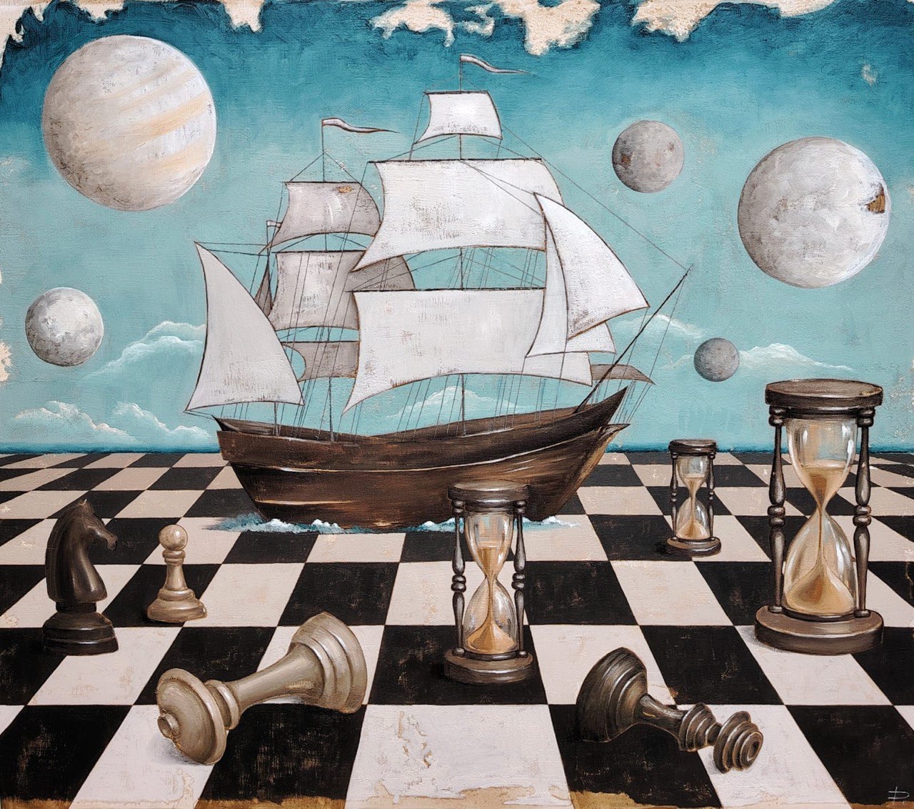 "Вечная партия" холст/масло. 70х80см. 2025025