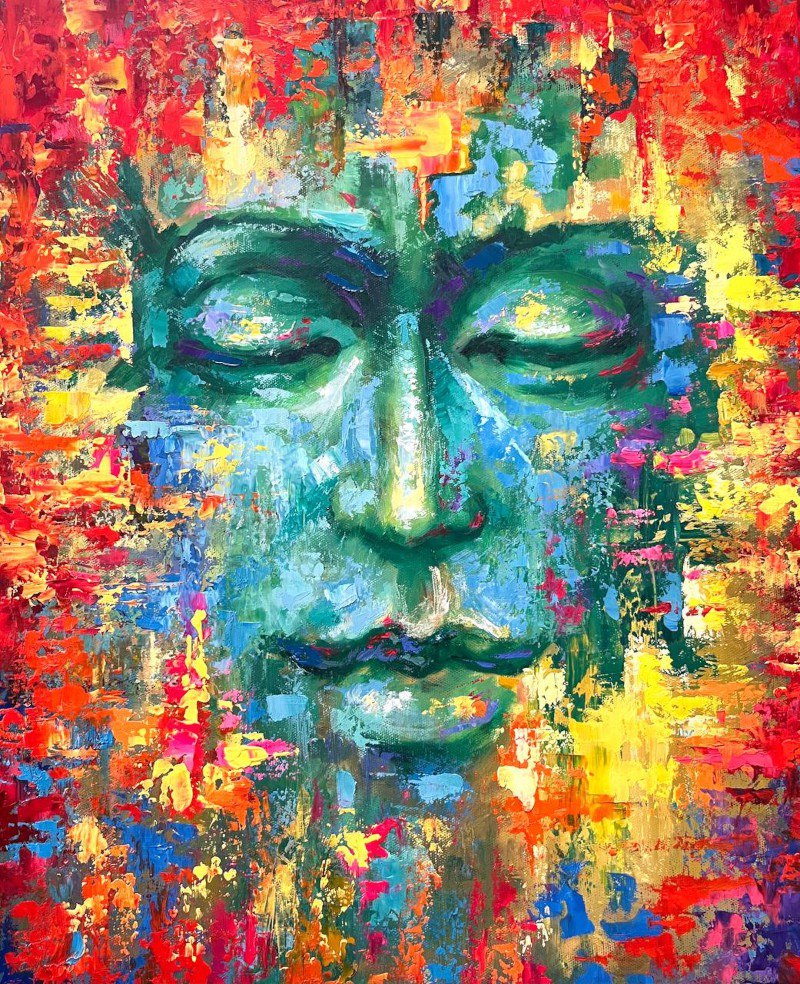 "ИЗУМРУДНЫЙ БУДДА". Холст/масло, 50х40см.
