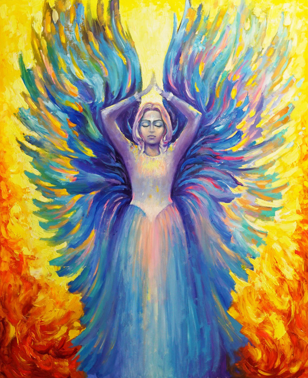 "КРЫЛЬЯ ДУХА". ДВП/Масло. 75х60см.